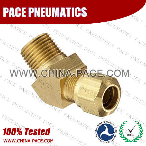 Barstock 45°Male Elbow Brass Compression Fittings, Air compression Fittings, Brass Compression Fittings, Brass pipe joint Fittings, Pneumatic Fittings, Air Fittings, Pneumatic connectors, Air Connectors, pneumatic Components